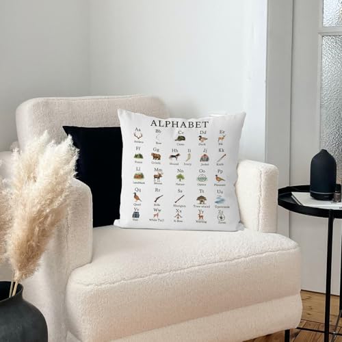 Hunting Alphabet Kids Pillow Covers, 18x18 Flannel Nursery Set of 2