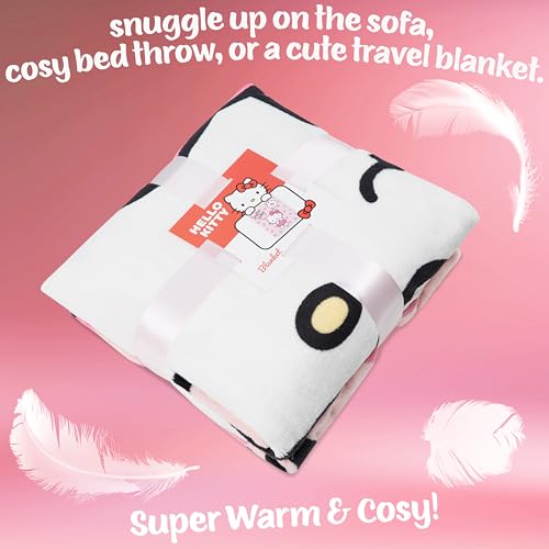 Hello Kitty Sanrio Fleece Throw Blanket, 59x51in, Cinnamoroll Soft Bedding, Bed Decor, Room Decor, Kawaii Gifts for Women (Pink Hello Kitty)