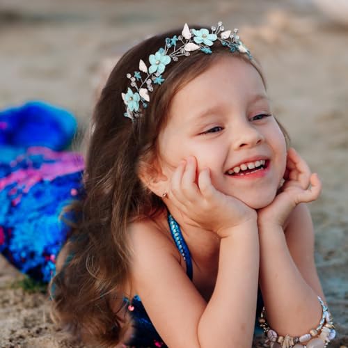 Campsis Blue Shell & Starfish Flower Girl Headband Bridal Hair Piece