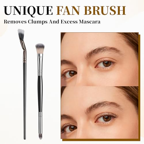 Jxiwfvl 5-Piece Eyebrow Brush and Eyelash Comb Set with Spoolie and Fan Brushes