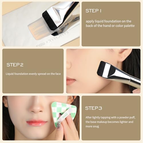MSQ Flat Foundation Brush and Korean Makeup Spatula Brush for Liquid Foundation