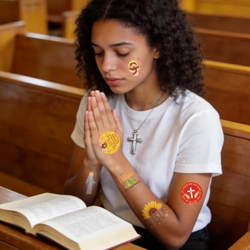 Christian Bible Verse Temporary Tattoos 20 Sheets 132 Pcs Party Favors