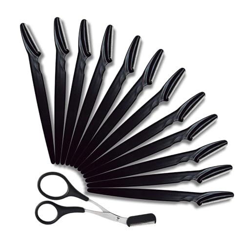 Boermeize Eyebrow Razor 12-Pack, Facial Dermaplaning Tool for Peach Fuzz