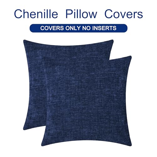 CaliTime Navy Blue Throw Pillow Covers 18x18 Inches - Set of 2