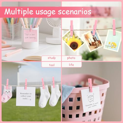 100PCS Pink Mini Clothes Pins - Tiny Clips for Crafts & Photos