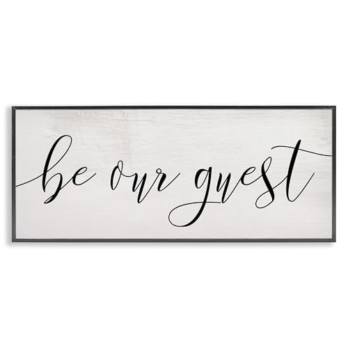 Stupell Industries Be Our Guest Script White Wood Look Typography, Design by Daphne Polselli Wall Art, 13 x 30