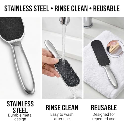 KYAALN Stainless Steel Foot File & Callus Remover Kit with Pads and Masks