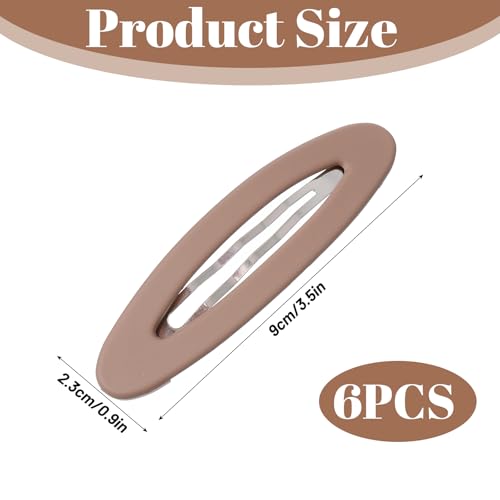 Dopenspi Large Snap Hair Clips Set, 6 Pack Matte Oval Hair Barrettes