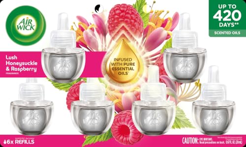 Air Wick Plug-In Scented Oil Refills - Lush Honeysuckle & Raspberry, 6 Count