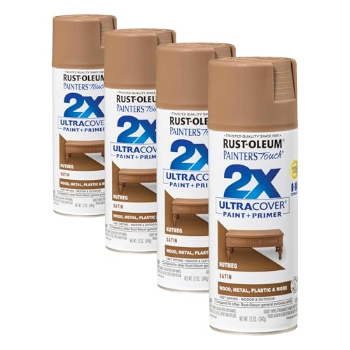 Rust-Oleum Painter's Touch 2X Ultra Cover Spray Paint, Satin Nutmeg, 12 oz (4-Pack)