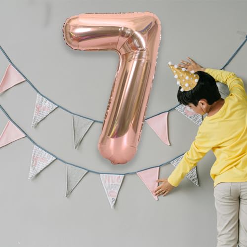 40 Inch Rose Gold Number 7 Balloon - Helium Foil Party Decoration