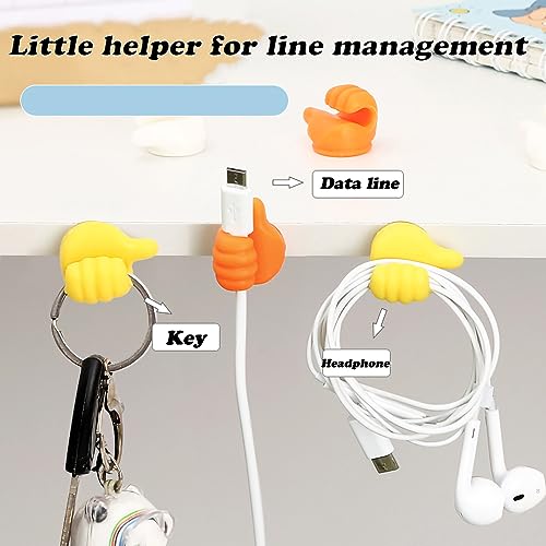 16Pcs AELITOK Silicone Thumb Wall Hooks - Adhesive Cable Organizer & Key Hanger