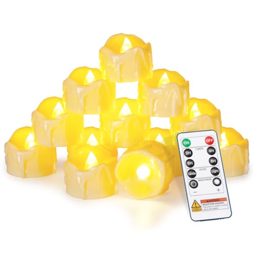 Ivory 12-Pack Remote Flameless LED Tea Light Candles - 400+ Hours