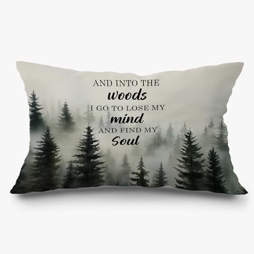 Into The Woods Forest Mountain Lumbar Pillow Cover 12x20 - Camping-pillow Covers-b