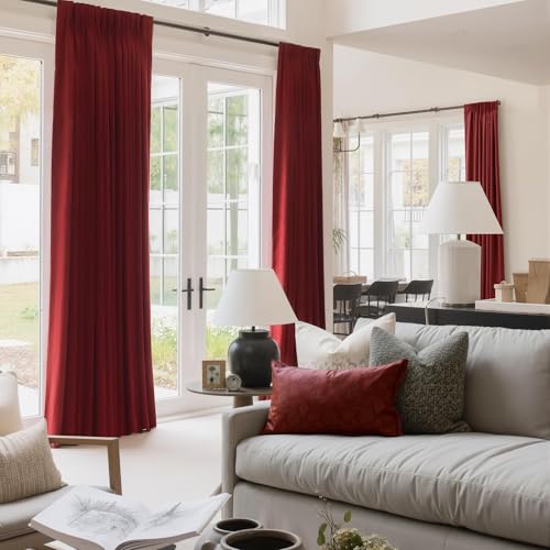 NICETOWN Christmas Red Velvet Curtains 52W x 102L Inches - Pack of 2, Red Series