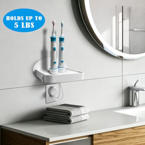 BELIEFLUO Universal No Drill Wall Mount Cable Organizer Shelf - Adhesive Outlet Storage