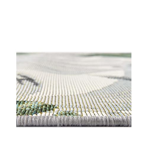 Unique Loom Outdoor Botanical Collection Area Rug - Kula (2' 2" x 3' 1" Oval Multi/Gray)