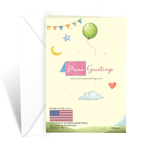 2nd Birthday Greeting Card - Made in USA, Eco-Friendly Thick Card Stock, Premium Envelope, 5x7.75in