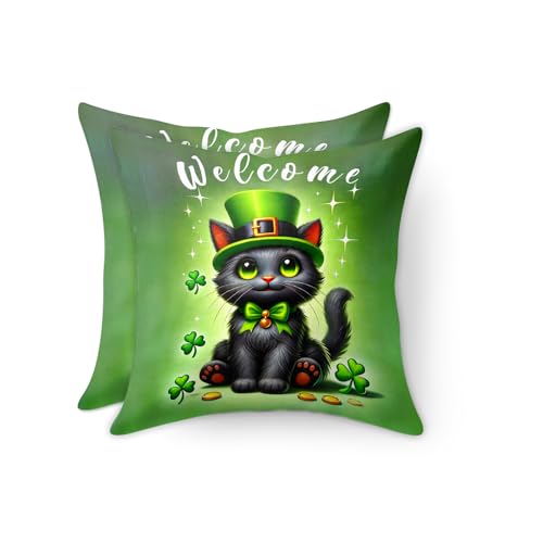 St. Patrick's Day Cat Paw Pillow Covers - Set of 2, 18x18 Inch