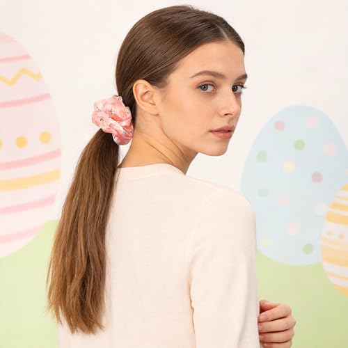 Doneace Easter Hair Scrunchies 3-Pack Satin Bunny Rabbit Hair Ties