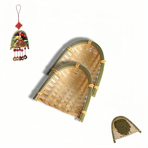 Mini Bamboo Woven Dustpan Craft Set - 2 Pack, 3.94" Handcrafted Decor