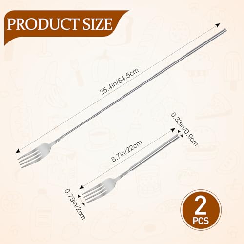 Extendable Stainless Steel Dinner & Fruit Forks 2-Pack, Adjustable 8.7-25.4 Inch