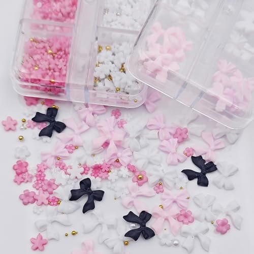 3D Nail Charms Kit with Bows, Flowers, Rhinestones, and Pearls for DIY Manicure