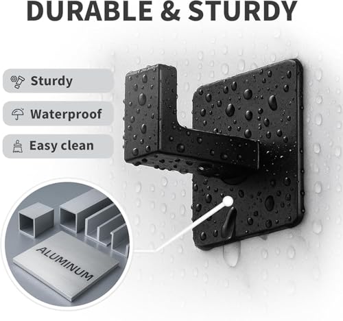 Matte Black Adhesive Towel Hooks – No Drill, 2 Pack for Bathroom & Kitchen
