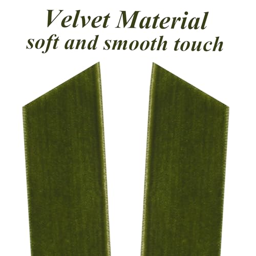 Green Velvet Ribbon Bows for Christmas Tree Decorations, 5x10 Inch - Set of 12 - St Patrick's Day & Holiday Wreath Ornaments