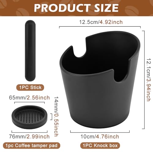 Compact Espresso Knock Box with Removable Rod and Silicone Tamper Pad
