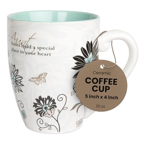 20 oz Auntie Coffee Mug - Heartfelt Floral Design for Aunts - Microwave & Dishwasher Safe - Multicolor