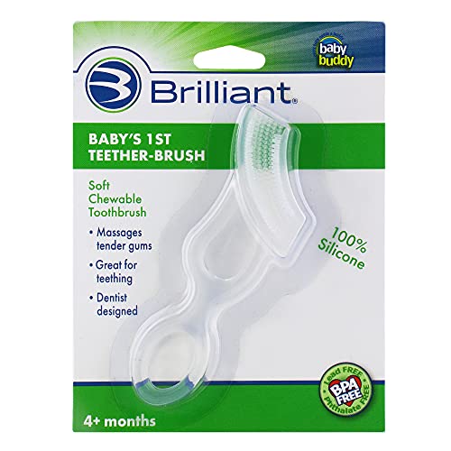 Brilliant Baby Teether Toothbrush, Silicone Bristles for 4+ Months