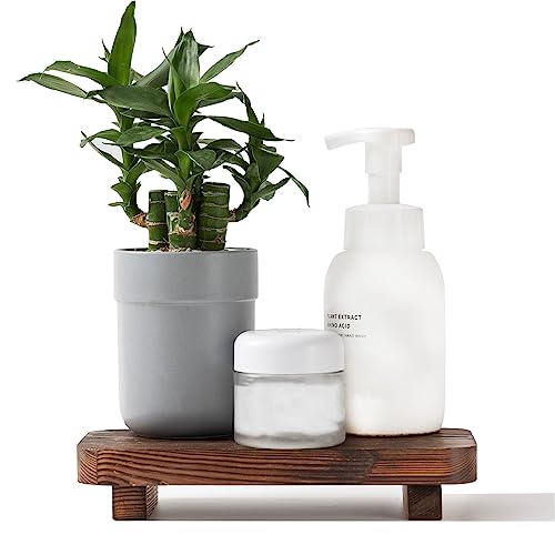 FLYIEE Natural Wood Soap Tray - Decorative Riser for Kitchen & Bath