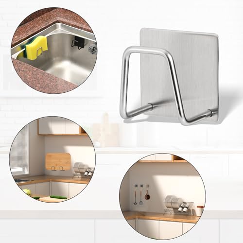 Luckyiren Stainless Steel Sponge Holder - 2 Pack Silver Sink Caddy