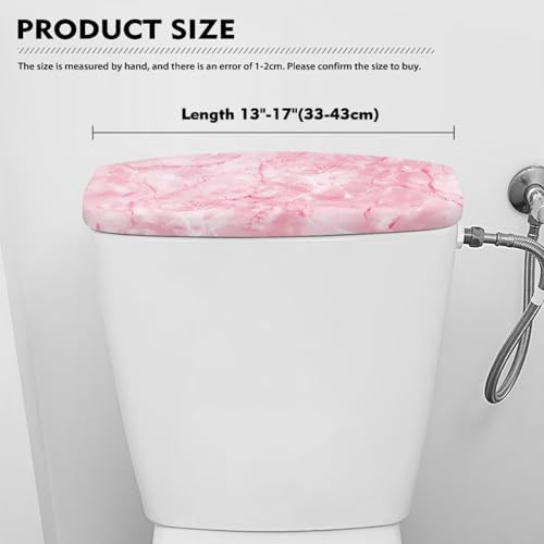 Pink Marble Print Toilet Tank Lid Cover - Stretchy Universal Protector