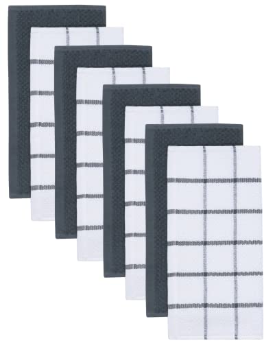 8-Pack Cotton Dish Cloths, 12x12 Inch Absorbent Kitchen Rags - Grey