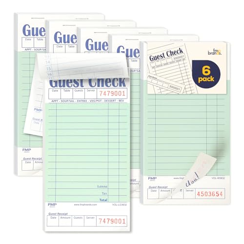 FMP Brands Guest Check Pads - 6 Pack, 300 Sheets for Servers