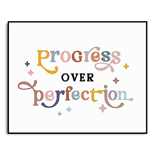Progress Over Perfection Classroom Poster Motivational Wall Art Boho Decor