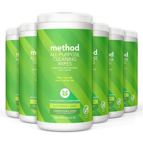 Method All-Purpose Cleaning Wipes, Lime + Sea Salt, 70 Count - Pack of 6