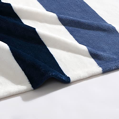 Nautica - Twin Blanket, Soft Plush Fleece Bedding, Ideal for Bed or Couch, Dorm Essentials, Oeko-Tex Certified (Awning Stripe Navy)