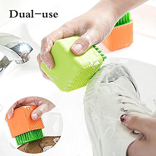 Selaurel Silicone Laundry Brush Scrub - 2 Pack (Green and Orange)