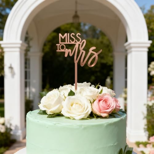 Rose Gold Miss to Mrs Cake Topper for Weddings & Showers