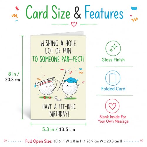 Cheerin Funny Golf Birthday Card - Humorous Greeting for Golf Lovers - Includes Red Envelope - For Him & Her, Friends, Dad, Husband, Uncles - 8x5.3 Inches