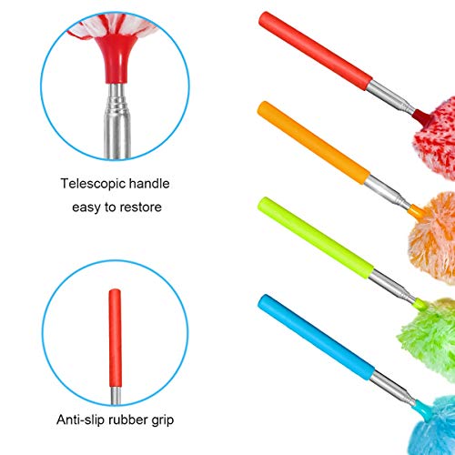 Tonmp 4-Piece Extendable Microfiber Duster Set with Bendable Heads