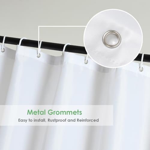 36" x 72" White Fabric Shower Curtain Liner - Machine Washable, Water Repellent