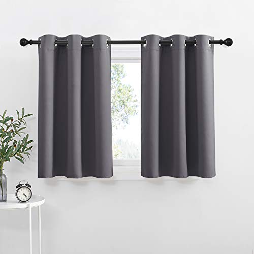 NICETOWN Blackout Kitchen Curtains - Thermal Insulated Drapes, 42" W x 36" L, Grey, 1 Pair