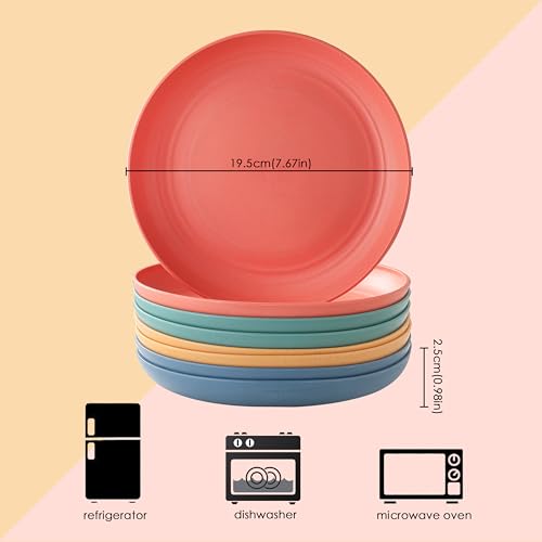 KL KALOO 8 PCS Eco-Friendly Wheat Straw Plates - Unbreakable & Microwave Safe