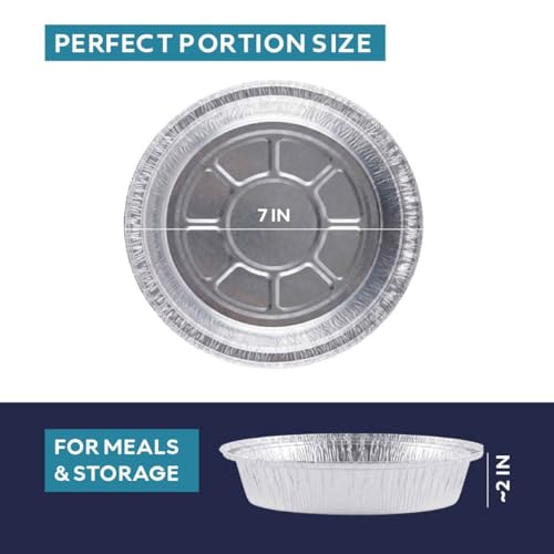 7-Inch Disposable Aluminum Foil Pie Pans - 30 Pack Round Baking Tins