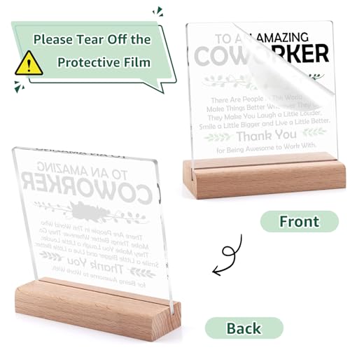 Dabihu Acrylic Appreciation Plaque with Wooden Stand Desk Decor