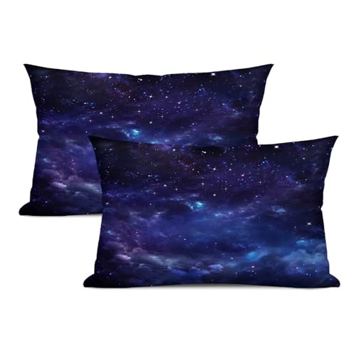 BEITUOLA Galaxy Lumbar Throw Pillow Covers, 12x20 Inch Purple Set of 2